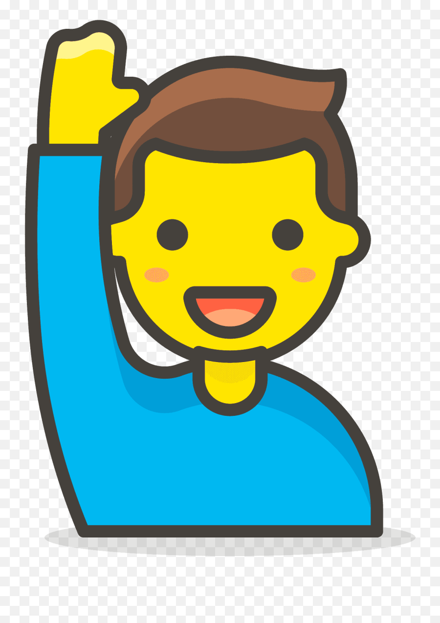 Man Raising Hand Emoji Clipart - Hand Raise Emoji Clipart Transparent,Transparent Male Male Familt Emoji