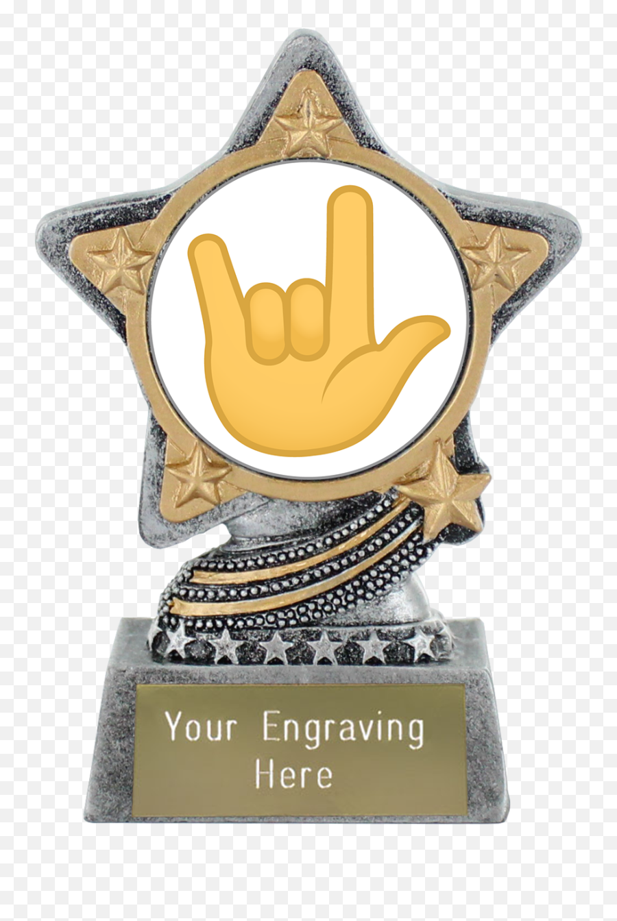 Love You Gesture Emoji Trophy By Infinity Stars Antique Silver 10cm 4 - Trophy Cooking,Medal Ribbon Emoji