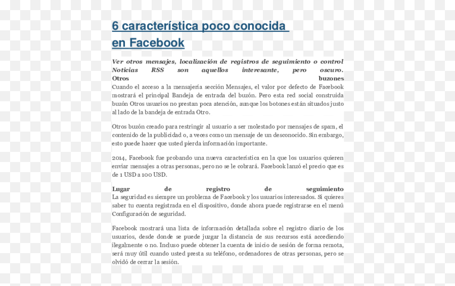 Doc 6 Característica Poco Conocida En Facebook Facebook - Document Emoji,Como Hacer Los Emojis De Fb