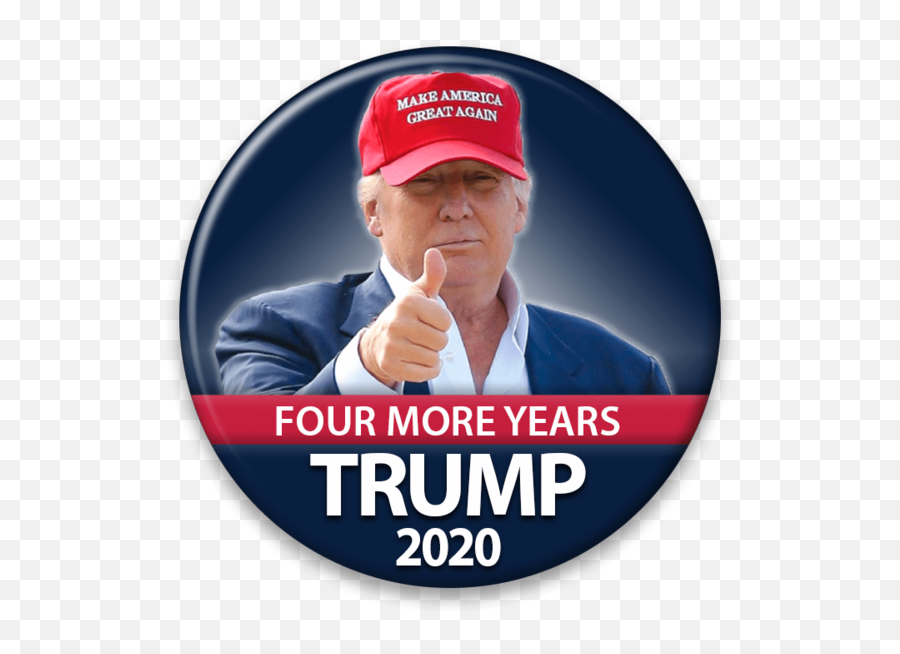 Trump Four More Years Campaign Pinback Button Dt - 258 Emoji,Trump Thumbs Up American Emoticon