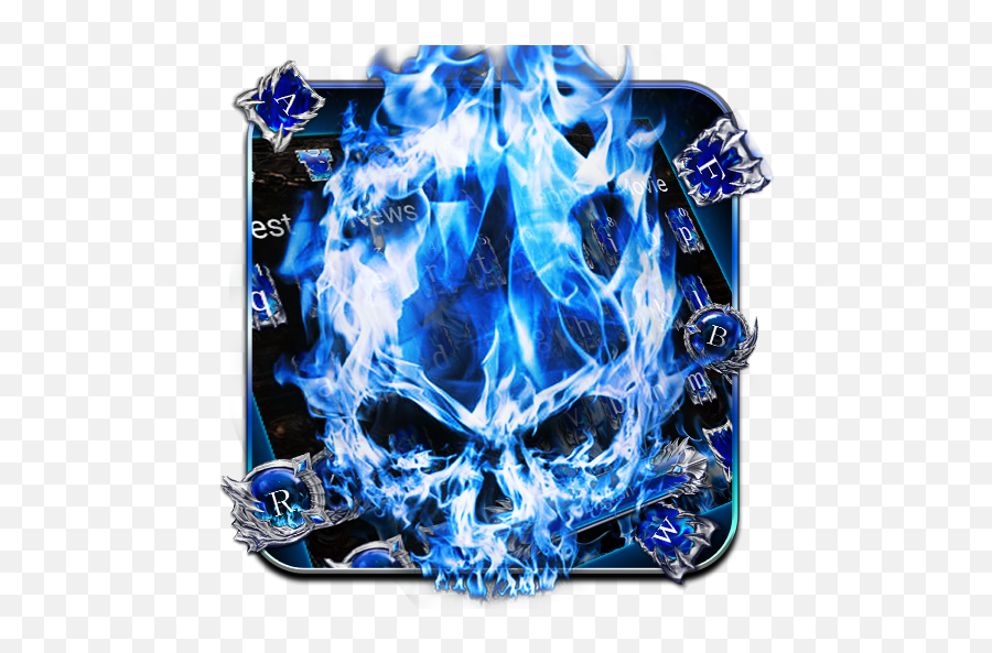 Blue Flame Ghost Skull Keyboard Theme 10001002 Apk Download Emoji,3d Hologram Emoji