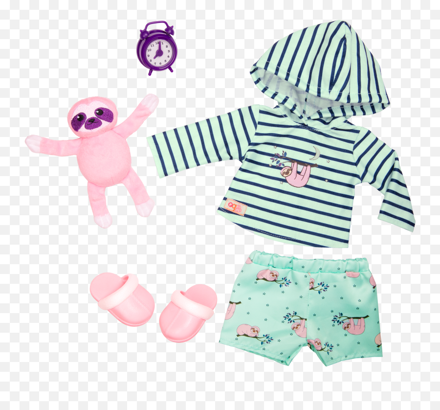 Sleepy Sloth 18 - Inch Doll Pajama Outfit Our Generation Emoji,Emoji 1 Piece Sleeper Pajamas