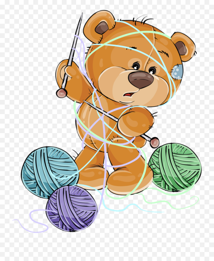 Bear Toybear Beartangledinyarn Sticker By Maryknits - Osos Tejiendo Emoji,Yarn Ball Emoji