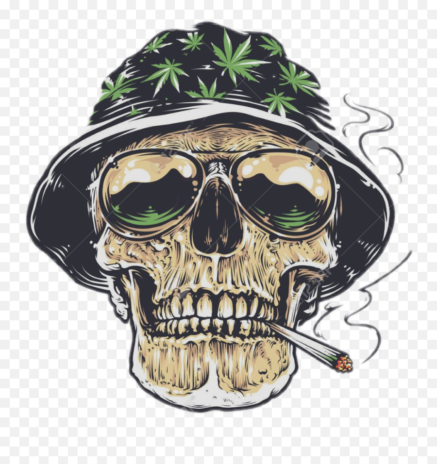 Deathface Sticker By - Skull Smoking Joint Emoji,Death Face Emoji