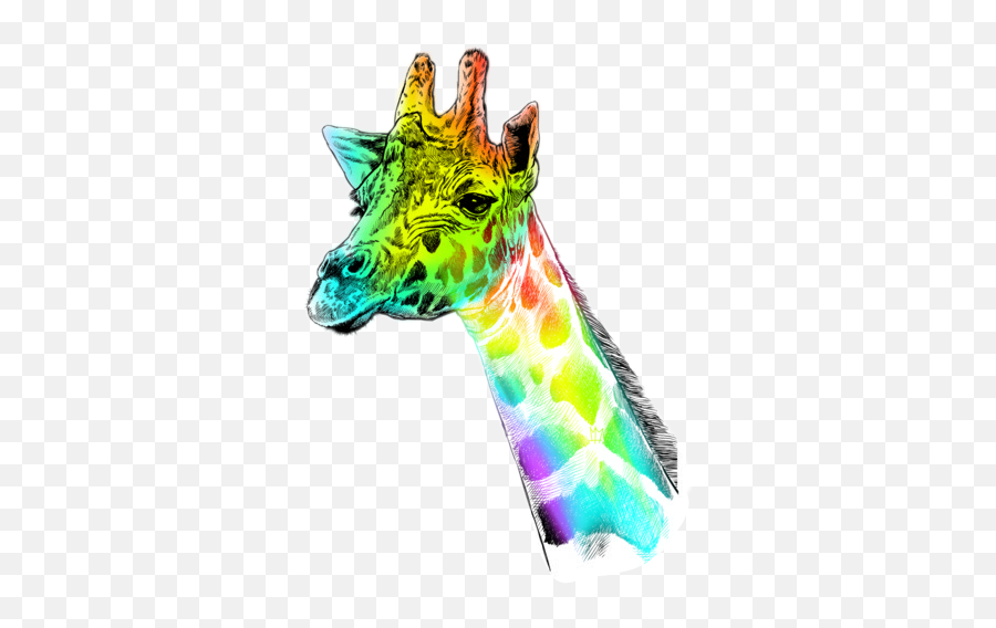 Rainbow Giraffe Sticker - Vertical Emoji,Giraffe Emoji Png
