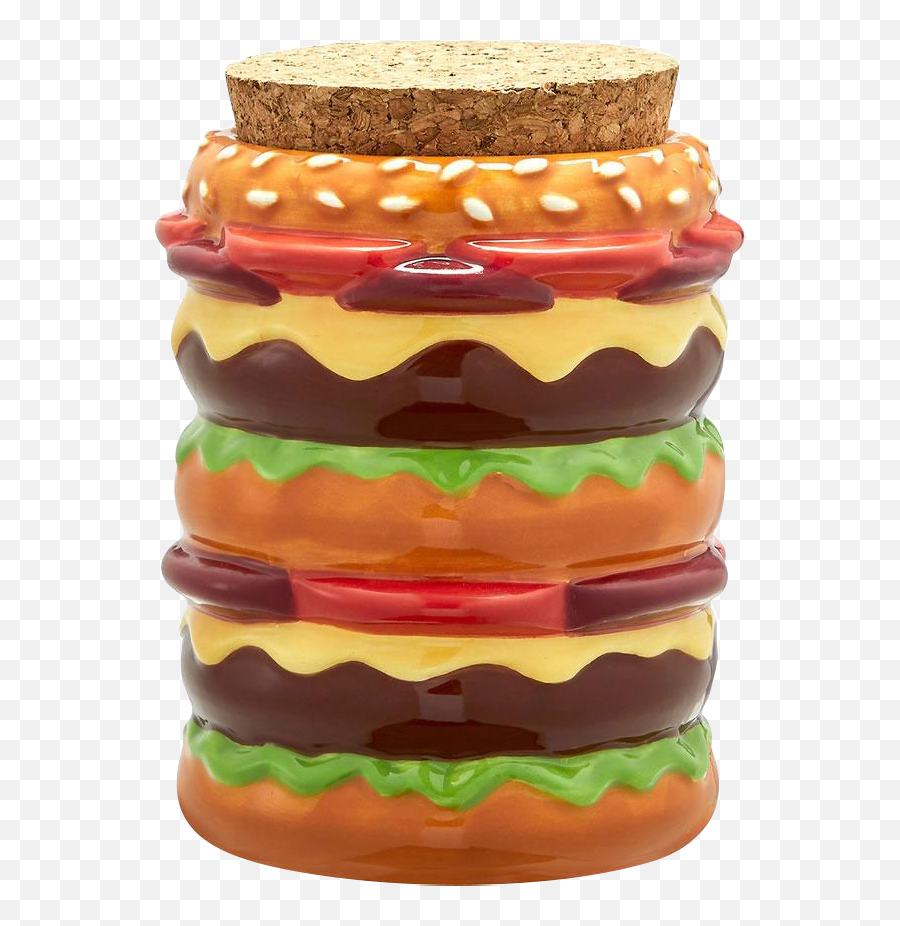 Double Cheeseburger Ceramic Stash Jar - Cheeseburger Emoji,Big Boi Emoji