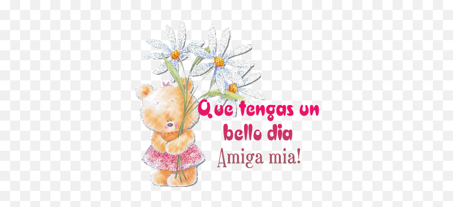 Saludos De Buenos Días De Amistad Con Mensajes Y Frases Para - Flower Thank You Teddy Bear Emoji,Frases De Desamor Con Emojis