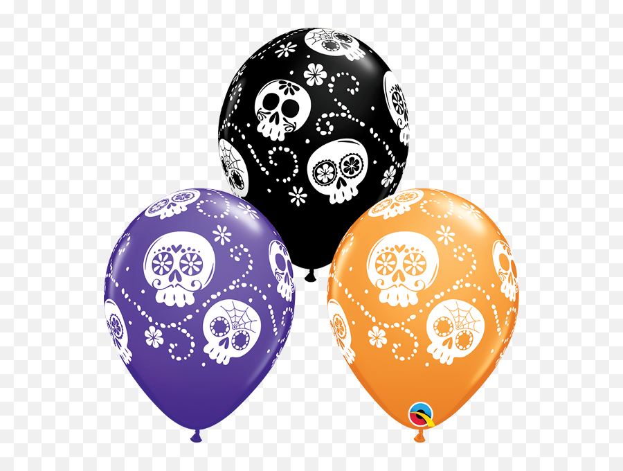 U0027day Of The Deadu0027 Sugar Skull Balloons Single - Day Of The Dead Balloons Emoji,Emoji Party Supplies