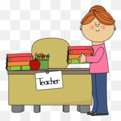 Teacher Giving A Starting Class Png - Teacher And Books Clipart Emoji,Emotions Clipart For Teachers