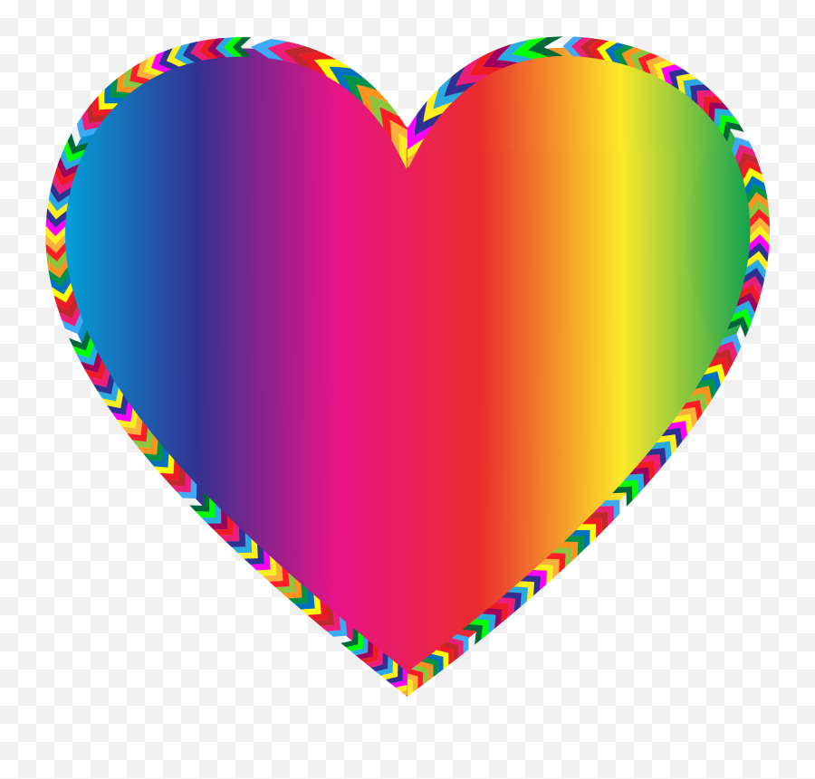 Multi - Colorful Border Design Hd Emoji,Colored Heart Emoji