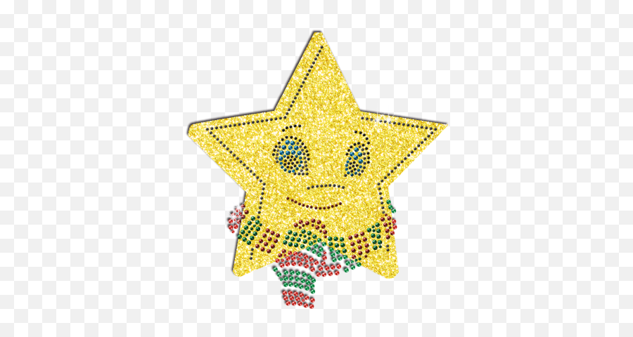 Smiley Star With Scarf Iron - On Rhinestone Glitter Transfer Happy Emoji,Emoticons Glitterate