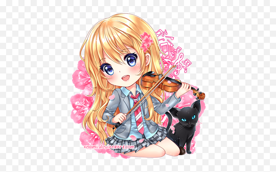 Pin On Artwork Of Anime Characters - Chibi Your Lie In April Kaori Emoji,Cut Out Your Heart And Your Emotions Anime
