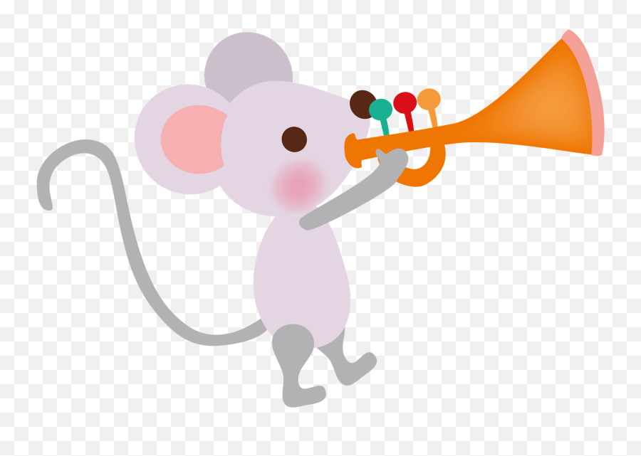 Mouse Playing The Trumpet Clipart - Cartoon Animals Playing Trumpet Emoji,Saxophone Rabbit Emoji