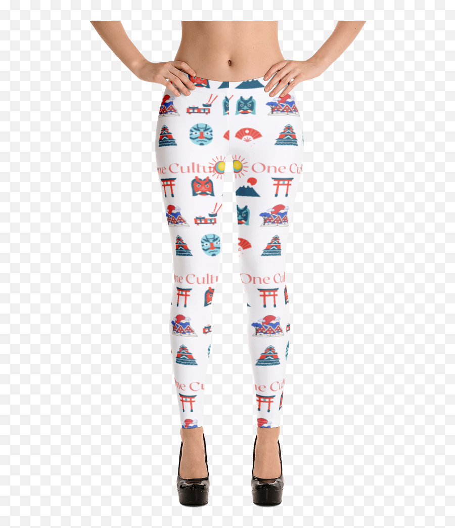 Japan Emoji Leggings - White Leggings Mockup,Colorful Emojis For Printig