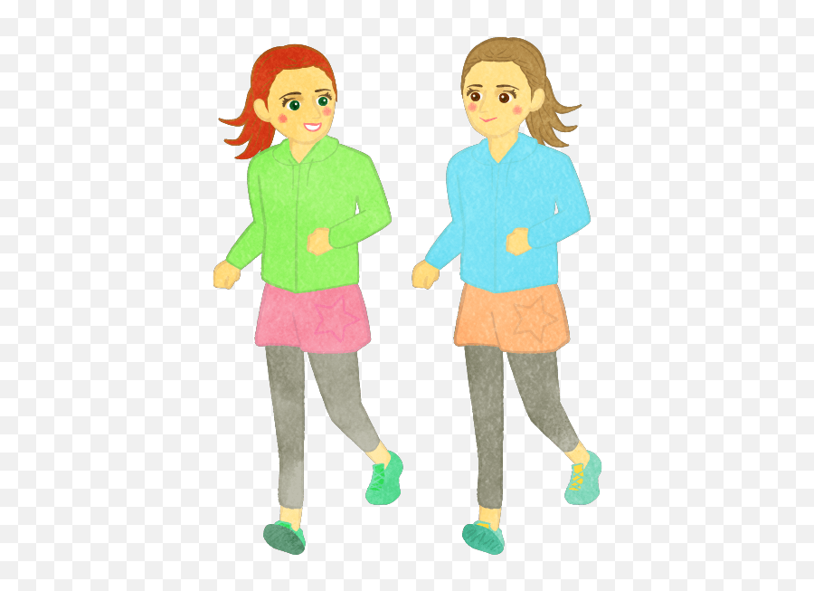 Two Girls Running With Running Gears - Two Girls Running Cartoon Transparent Emoji,Girl Run Emoji