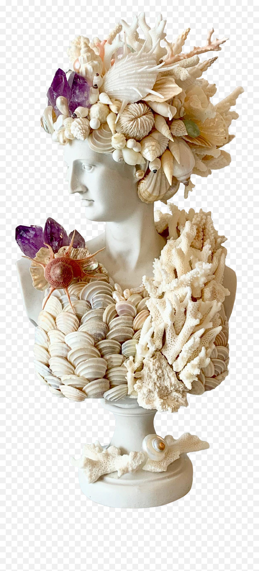 Greek Artemis In Shells Corals And Amethyst Sculpture On - Greek Sculpture Sea Shells Emoji,Style Of Greek Sculpture Emotion And Naturalistic Depictions Of People