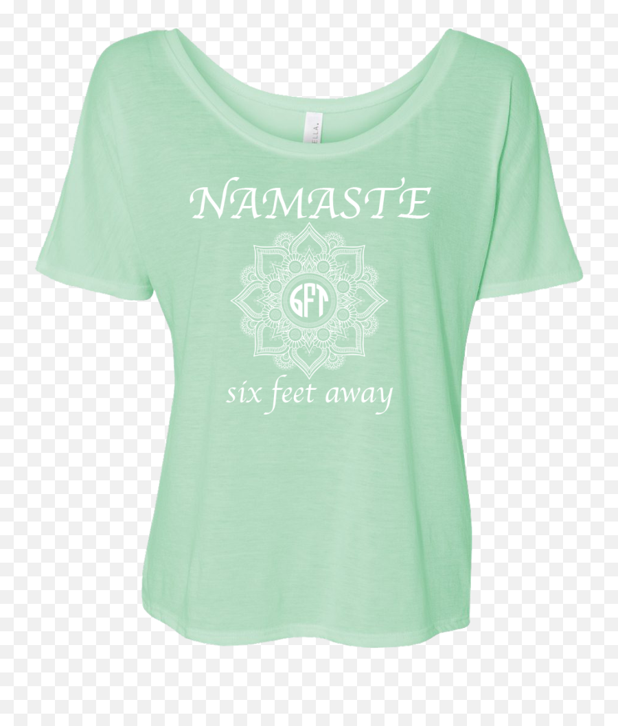 Womenu0027s Funny Namaste 6 Feet Away Ladies Flowy Dolman Shirt - Mintlarge Emoji,Namaste Emoji