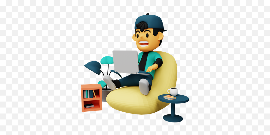 Sitting Guy With Laptop 3d Illustrations Designs Images Emoji,Person On Computer Emoji