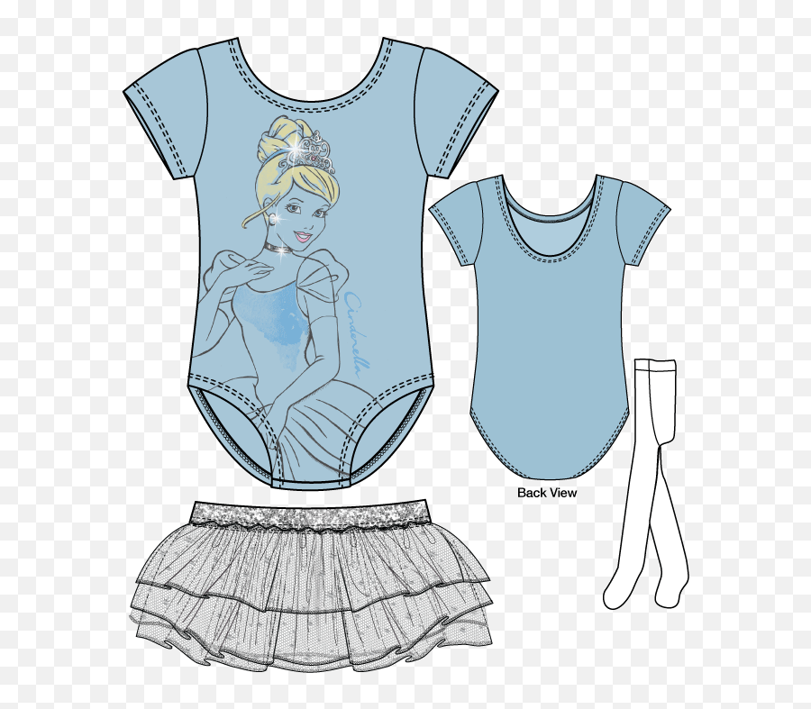 Disney Princess Little Girlsu0027 Ballet Cinderella Blue Leotard Tutu U0026 Tights 5 - Short Sleeve Emoji,Emoji Pants For Girls