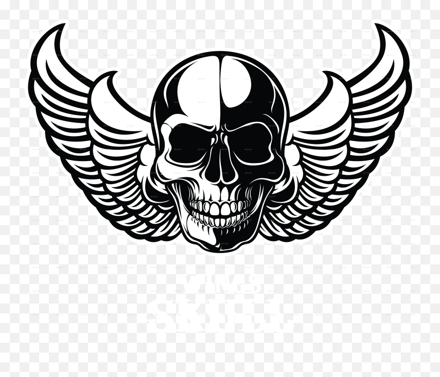 Wings Skull T - Skull Wing Png Emoji,Flower Vs Footprints Skull Emoji