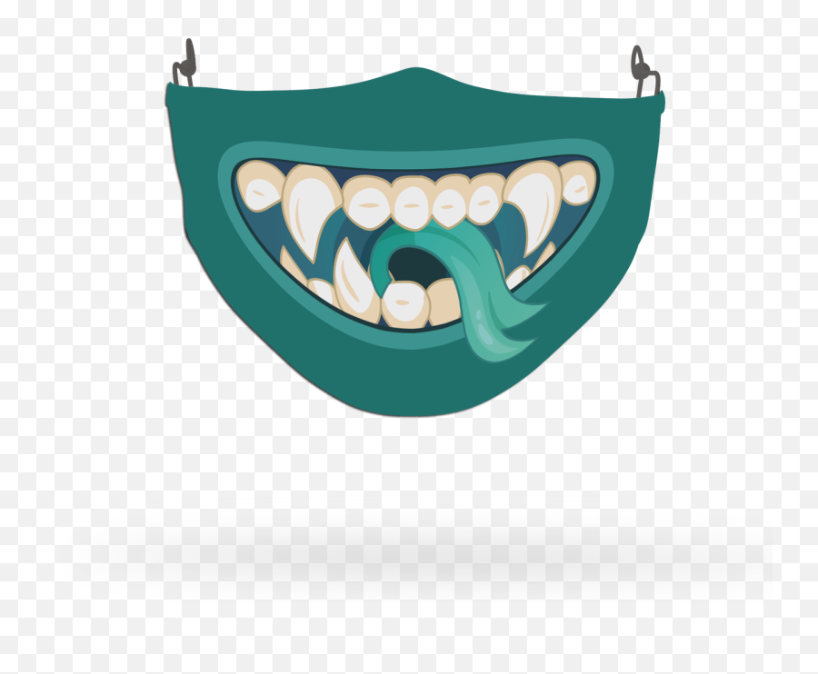 Blue Scary Monster Face Covering Print - Tapaboca De Cerro Porteño Emoji,Scary Face Made Out Of Emojis