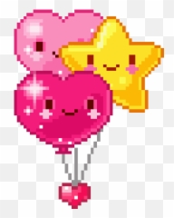 Pixel Cute Kawaii Gif - Novocomtop Kawaii Balloon Gif Transparent Emoji,All Quotev Emoticons