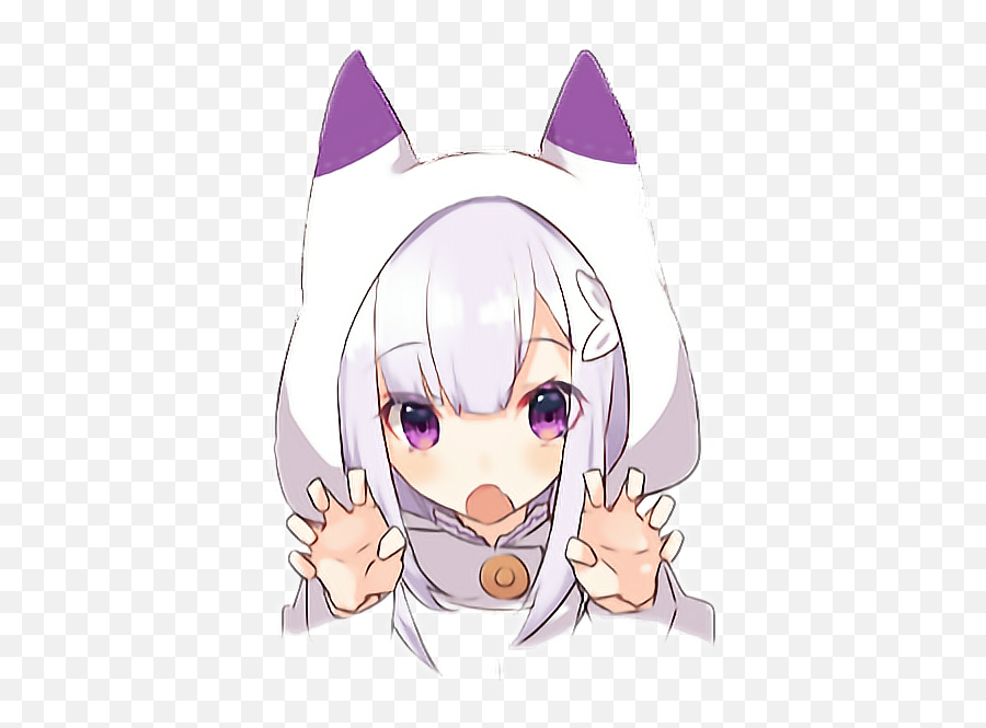 Kwaii Cute Anime Chibi Neko Sticker By The Weird Girl - Emilia Re Zero Cat Hood Emoji,Kwaii Emojis