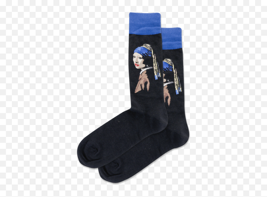 Menu0027s Girl With The Pearl Earring Crew Socks - For Teen Emoji,Emoji Art Socks