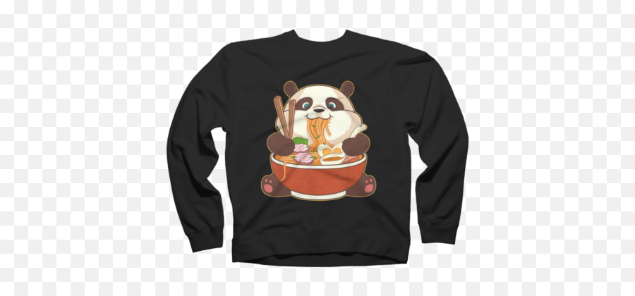 Panda Womenu0027s Sweatshirts Design By Humans Emoji,Panda Japanese Text Emoticon