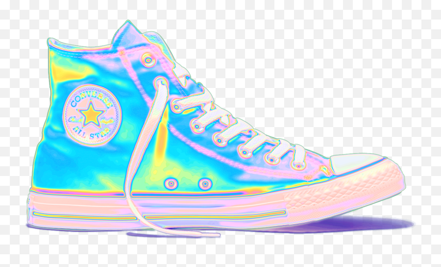 Holo Holographic Sneaker Shoe Sticker - Converse Holographic Shoes Emoji,Emoji High Top Sneakers