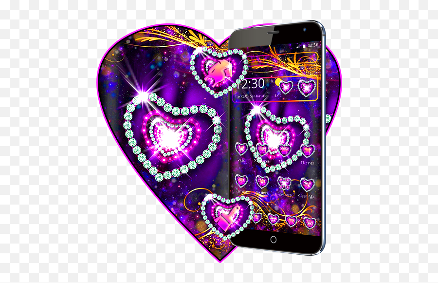 Purple Diamond Heart Theme 112 Apk Download - Compurple Mobile Phone Emoji,Purple Devil Emoji Wallpaper