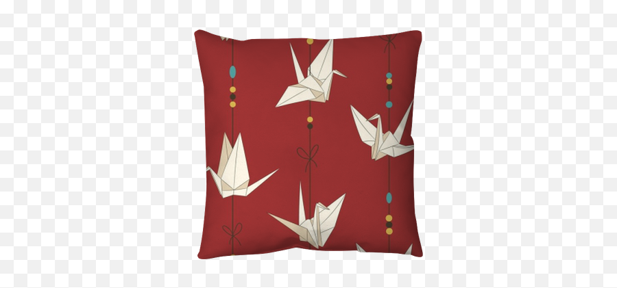 Seamless Vector Pattern With Paper Cranes Origami Bird Figure Japanese Symbol Of Happiness And Joy Throw Pillow U2022 Pixers - We Live To Change Japanese Paper Cranes Pattern Emoji,Japanese Emoticons Peace Sign