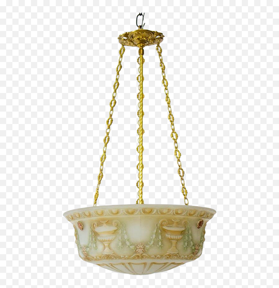 Early 20th Century Neoclassical Painted Cast Glass Bowl Light - Decorative Emoji,Glas Cage Of Emotion