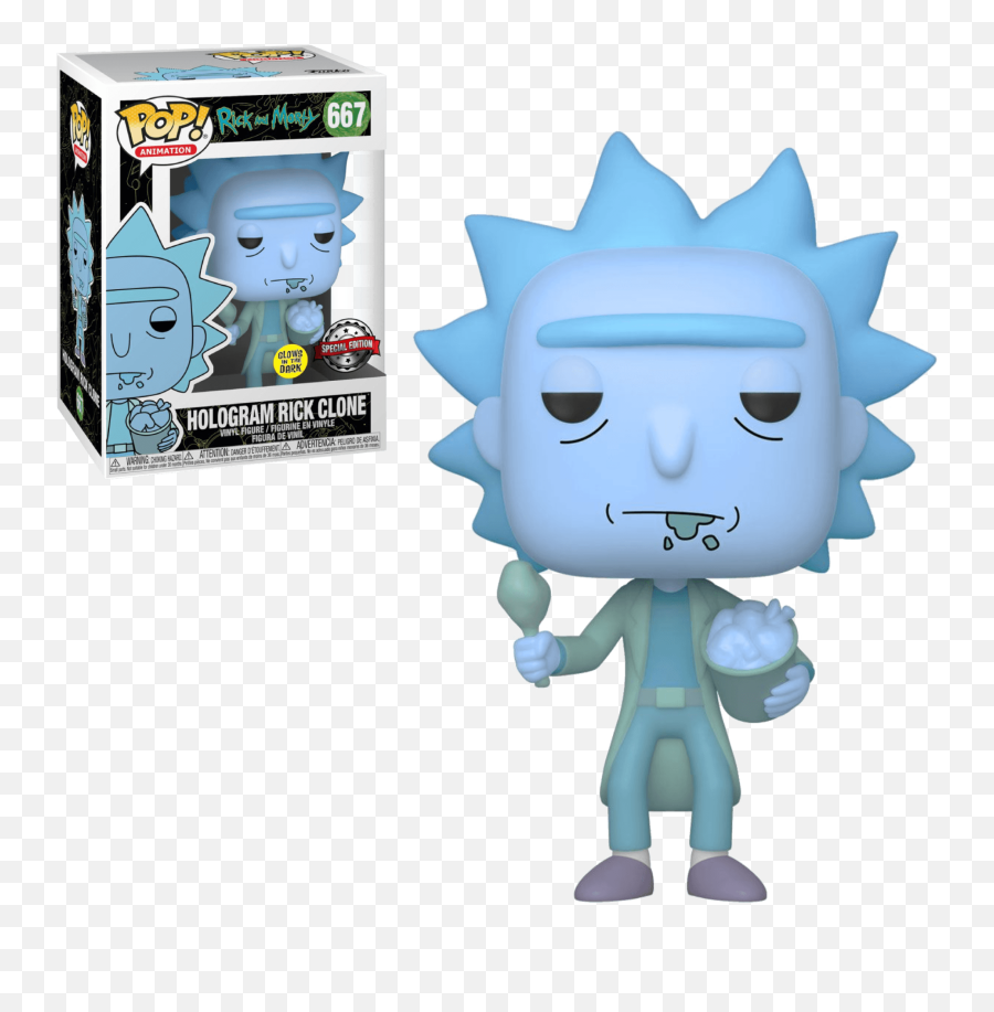 Pop Animation - Rick U0026 Morty 667 Hologram Rick Clone Bucket Of Chicken Glow In The Dark Hologram Rick Funko Shop Emoji,Mini Mansions Any Emotions