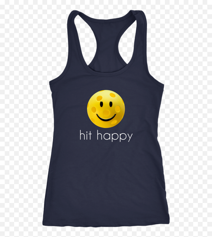 Hit Happy Ladies Racer Back Tank Top Emoji,Tennis Ball Emoji