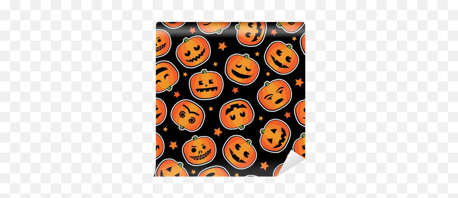 Halloween Pumpkin Pattern Wall Mural U2022 Pixers - We Live To Change Happy Emoji,Jack O'lantern Emoticon