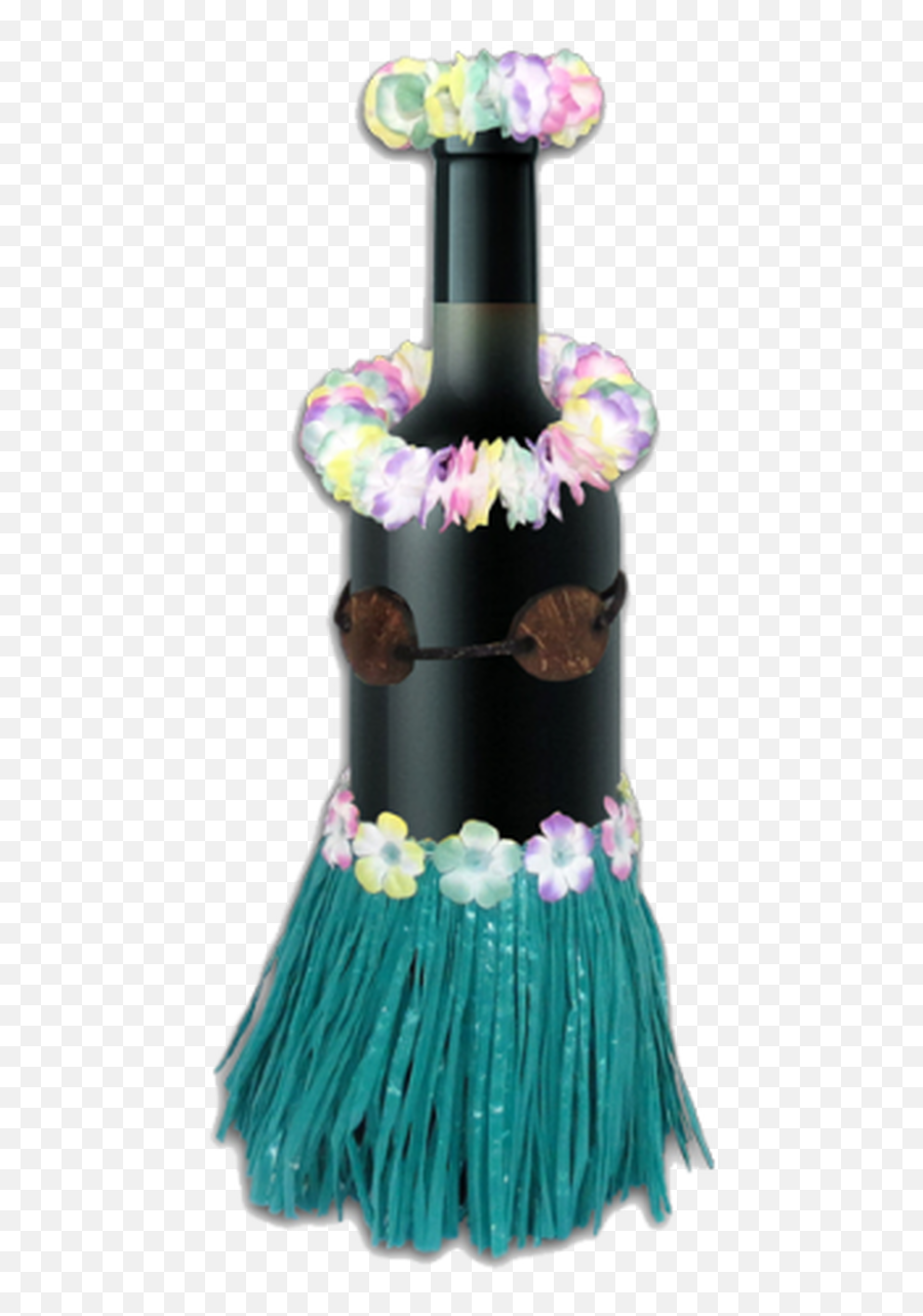 Wine Bottle Hula Skirt Outfit - Cylinder Emoji,Emoticons With Hula Girls And Leis