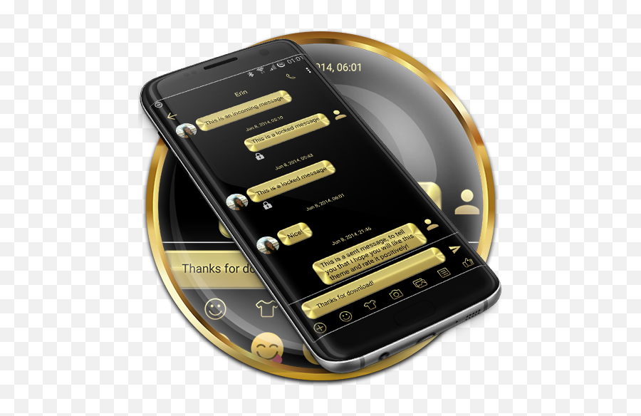 Sms Messages Metallic Gold Theme For Android - Download Portable Emoji,Kk Emoji Keyboard Themes
