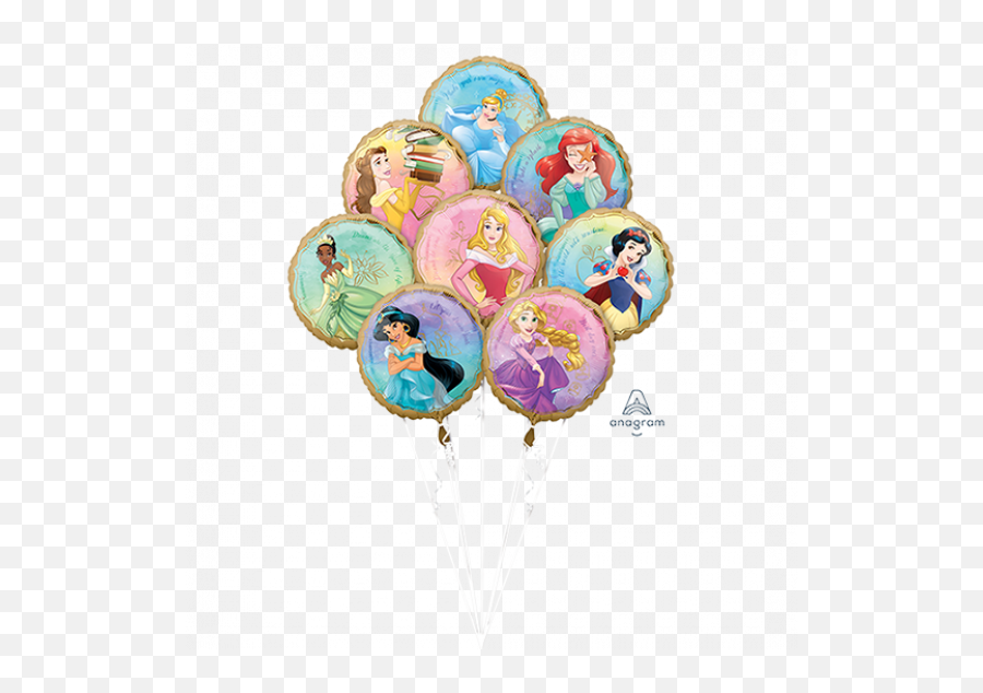 Balloon Bouquet Disney Princesses Once - Princess Happy 4th Birthday Girl Emoji,Emoticons Party Supplies