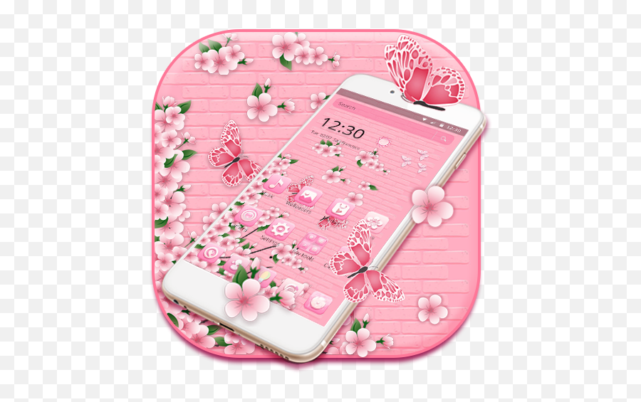 Girly Pink Flower Wall 2d Theme - Mobile Phone Emoji,Pink Flower Emoji Transparent