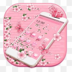 Girly Pink Flower Wall 2d Theme - Mobile Phone Emoji,Pink Flower Emoji Transparent