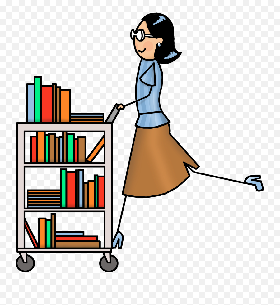 Library Clipart Cart - Library Book Cart Clip Art Librarian Clipart Png Emoji,Golf Cart Emoji