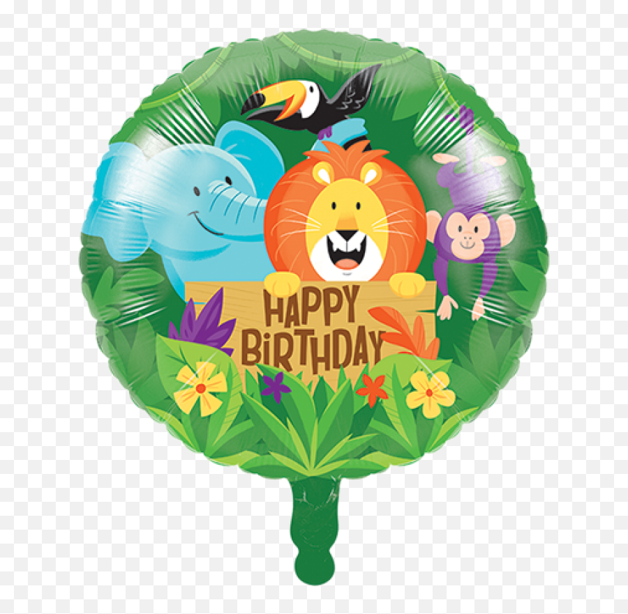 45cm Jungle Safari Foil Balloon Happy - Safari Foil Balloons Emoji,Emoticons Party Supplies