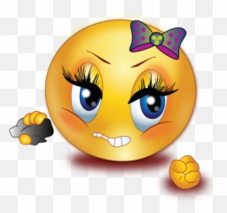 Angry Girl Holding Rock Emoji - Angry Girl Emoji,Rock Emoji