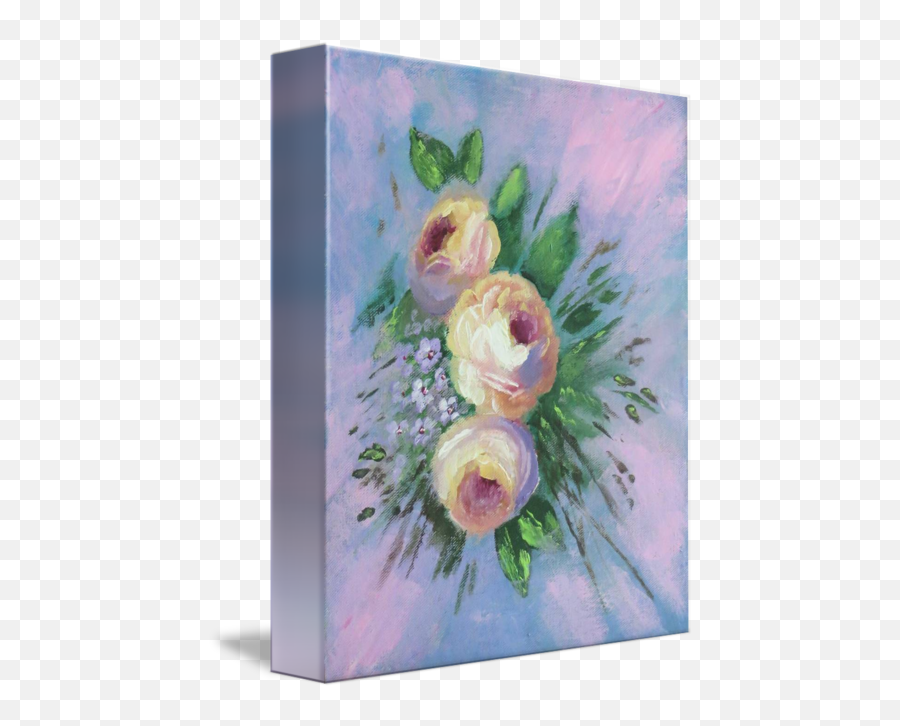 Floral White And Peach Roses Painting - Picture Frame Emoji,Blue Emotion Rose