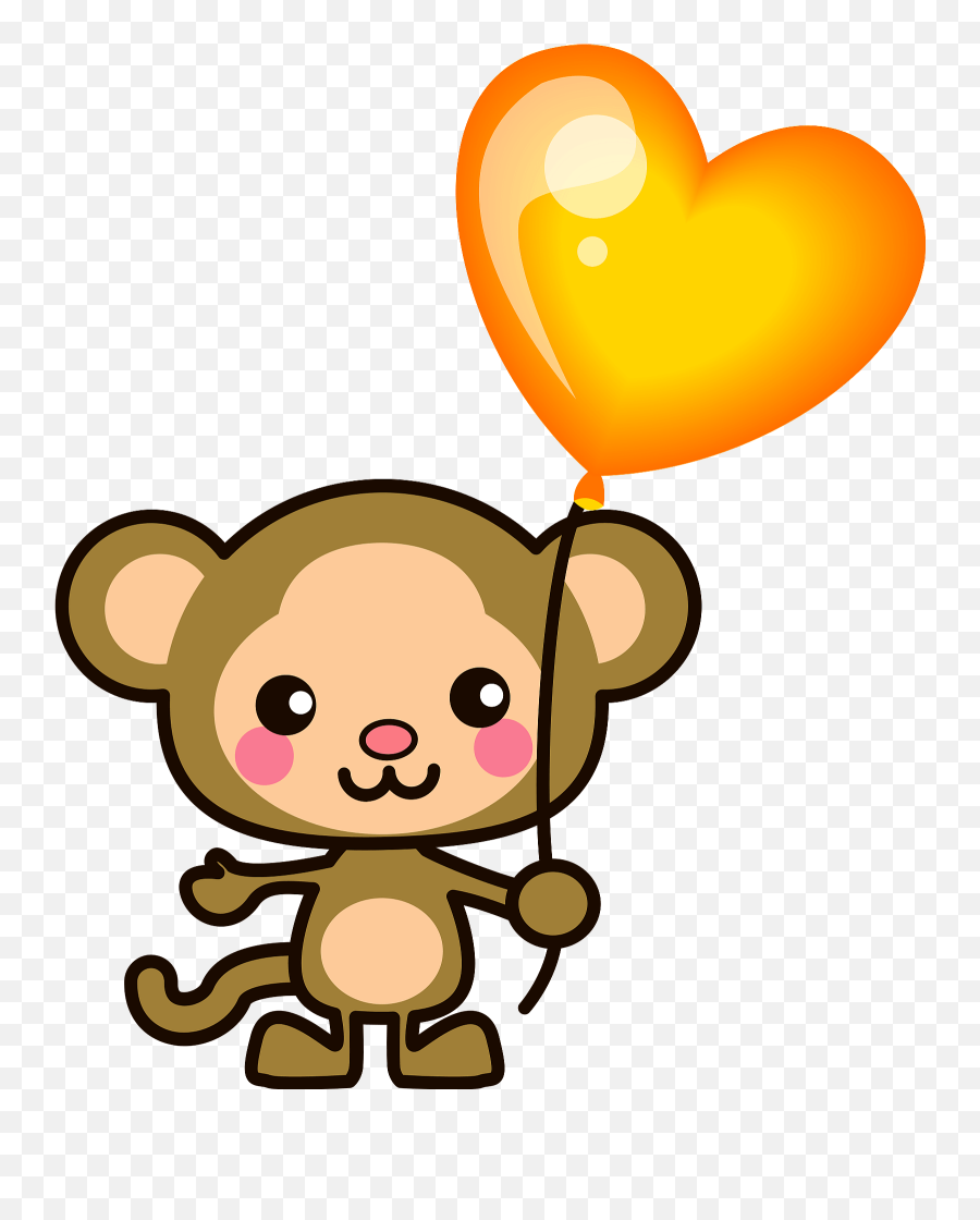 Monkey Is Holding A Heart Balloon Clipart Free Download Emoji,Cute Emoticon Balloon Labtop