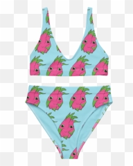 Dragonfruit Recycled High - Waisted Bikini Emoji,Swimsuit Emojis
