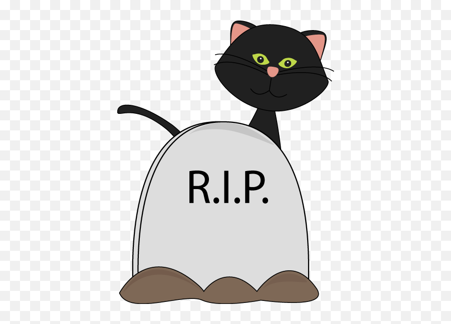 Black Cat And Tombstone Clip Art - Black Cat And Tombstone Halloween Clipart No Background Emoji,Gravestone Emoji