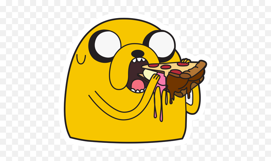 Jake Eating Ice Cream Pizza Sticker - Sticker Mania Happy Emoji,Finn Jake Emoticon