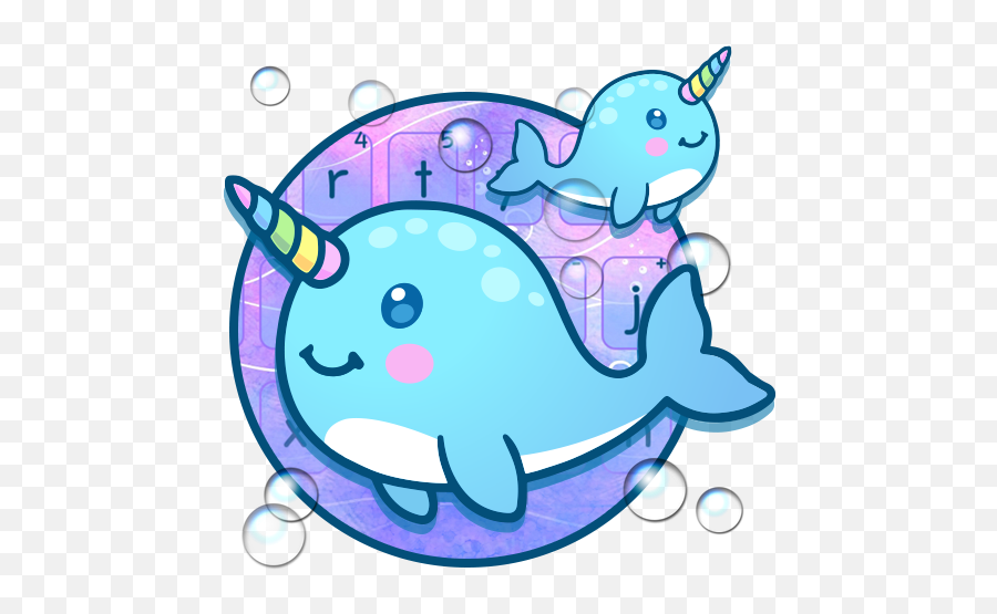 Lovely Unicorn Blue Whales Keyboard - Narwhal Cute Emoji,Unicorn Emoticons